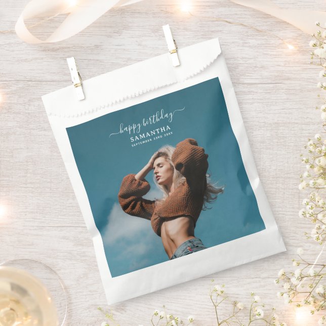 Custom Photos Birthday Party Selfie Picture Favour Bags (Clipped)