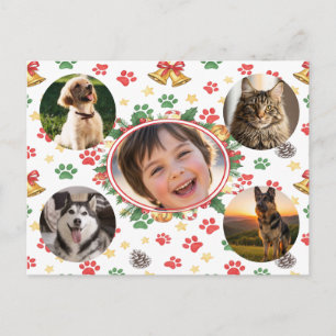 Custom Photos Christmas Pet Lovers Postcard 
