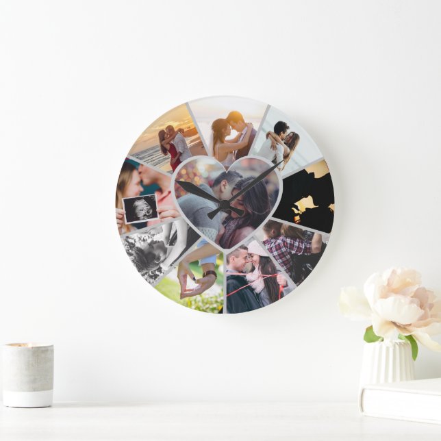 Custom Photos Collage Clock | Gift for Christmas (Home)