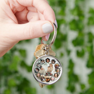 Custom Photos Collage Clock Gift for Christmas Key Ring