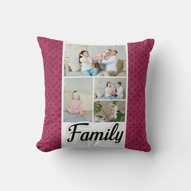 Custom photos/Elegant Red Geometric Diamond Cushion (Front)