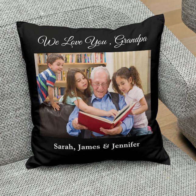 Custom photos grandkids names we love you grandpa  cushion (Creator Uploaded)