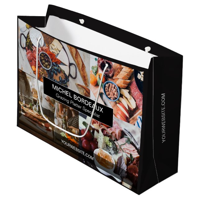 Custom Photos Grazing Platter Catering Business Large Gift Bag (Front Angled)