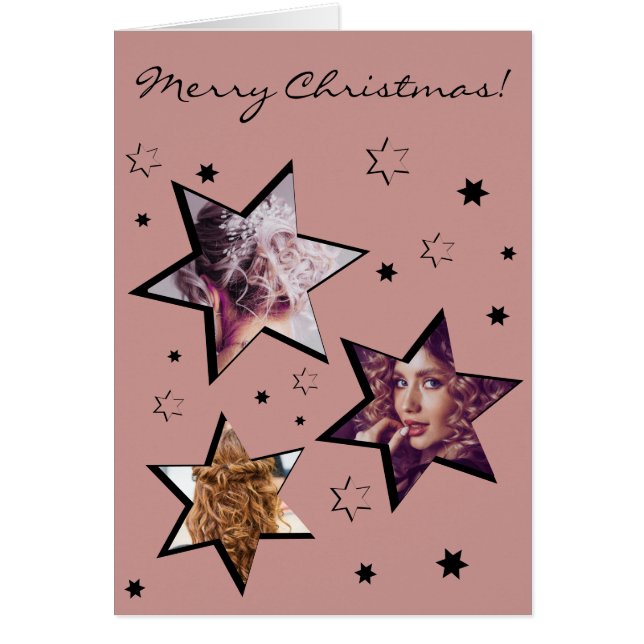 Custom Photos Hairdresser Stary Christmas Card (Front)