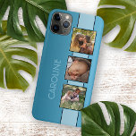 Custom Photos Name On Aqua Turquoise Blue Case-Mate iPhone Case<br><div class="desc">Stylish and classy chic simple elegant modern design, with room to customise or personalise with photo's, and name, monogram or initials of your choice. Beautiful, modern and cool cover for the trend-savvy and art-loving hip trendsetter, artsy motif lover who wants to protect their phone from dust and dirt, wear and...</div>