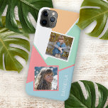 Custom Photos on Colourful Geometric Blocks Mosaic Case-Mate iPhone Case<br><div class="desc">Contemporary summer coral blush pink, mint seaglass green, pastel blue, light apricot orange, and white coloured blocks mosaic art pattern. With room to personalise with a photo and name, monogram, initials, or text of your choice. This design is available on Apple iPhone 6, 7, 8 Plus, 10 or X, XR,...</div>