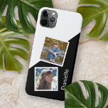 Custom Photos on Geometric Black and White Case-Mate iPhone Case<br><div class="desc">Minimalist contemporary black and white coloured abstract geometric block pattern. With room to personalise with a photo and name, monogram, initials, or text of your choice. This design is available in Apple iPhone 6, 7, and 8 Plus, 10 or X, XR, XS, 11, 12, 13 Mini, 14, 15 Plus, and...</div>