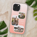 Custom Photos On Ombre Coral Peach Orange Ivory iPhone 15 Pro Max Case<br><div class="desc">This coral peach orange coloured iPhone case is a perfect way to showcase your loved ones and express your personality. It has room for 3 photos of your family, pets, or friends, which you can easily upload and adjust. You can also customise it with a short text or name of...</div>