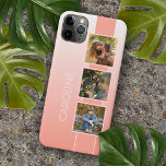 Custom Photos On Ombre Coral Peach Orange Ivory Case-Mate iPhone Case<br><div class="desc">Classy chic simple elegant modern cellphone case design, with room to customise or personalise with photo's, and name, monogram or initials of your choice on a pretty coloured background. Beautiful, modern and cool cover for the trend-savvy and art-loving hip trendsetter, artsy motif lover who wants to protect their phone from...</div>