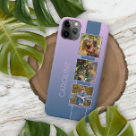 Custom Photos On Ombre Pink Dark Purple Blue Case-Mate iPhone Case<br><div class="desc">Classy chic simple elegant modern cellphone case design, with room to customise or personalise with photos, and name, monogram, or initials of your choice on a pretty coloured background. Beautiful, modern, and cool cover for the trend-savvy and art-loving hip trendsetter, artsy motif lover who wants to protect their phone from...</div>