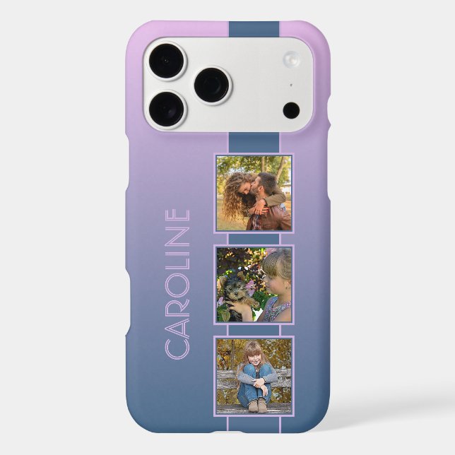 Custom Photos On Ombre Pink Violet Purple Blue (Back)