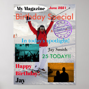 Custom Photos Personalised Birthday Magazine Cover Poster