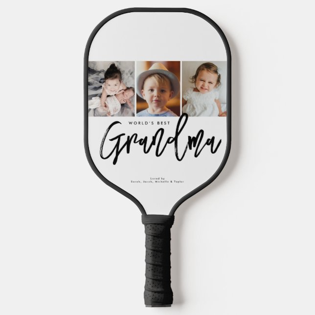 Custom Photos Personalized World’s Best Grandma Pickleball Paddle (Front)