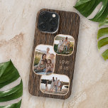 Custom Photos Rustic Dark Brown Woodgrain Pattern iPhone 15 Pro Max Case<br><div class="desc">This dark brown rustic woodgrain patterned iPhone case is a perfect way to showcase your loved ones and express your personality. It has room for 3 photos of your family, pets, or friends, which you can easily upload and adjust. You can also customise it with a short text or name...</div>