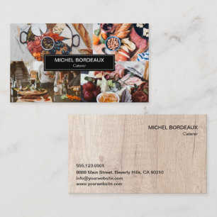 Custom Photos Rustic Food Catering Business Business Card