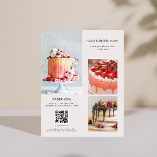Custom Photos Scan QR Code Menu Cake Bakery Flyer