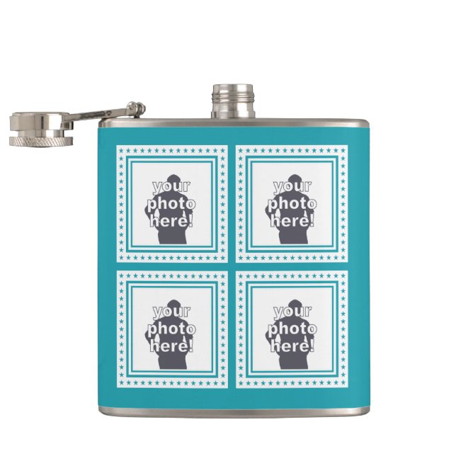 CUSTOM PHOTOS, TEXT & COLOR flask (Opened)