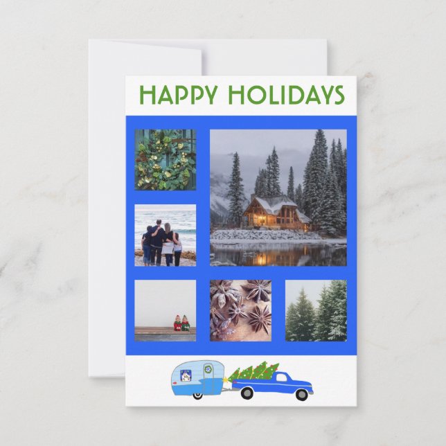 CUSTOM PHOTOS Truck Camper Trailer Christmas Card (Front)