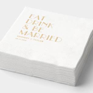Custom Phrase Foil Wedding Napkins