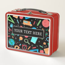 Custom Phrase Name School Supplies Metal Lunch Box