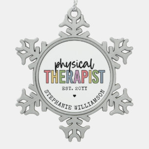 Custom Physical Therapist PT Graduation gifts Snowflake Pewter Christmas Ornament