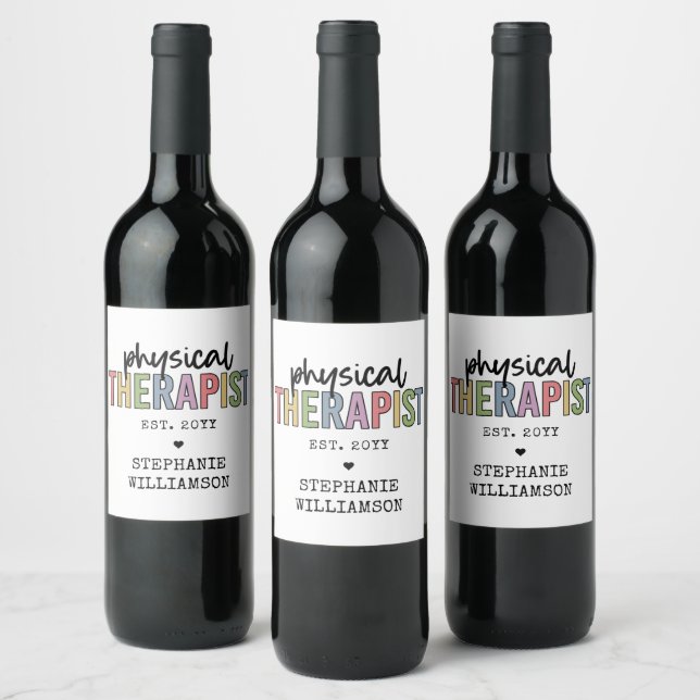 Custom Physical Therapist PT Graduation gifts Wine Label (Bottles)