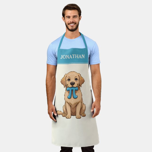 Custom Pi Day Dog With Pi Symbol | Happy Pi Day Apron (Worn)