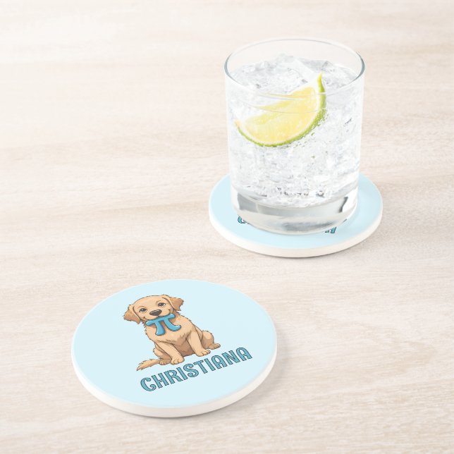 Custom Pi Day Dog With Pi Symbol | Happy Pi Day Coaster (Side)