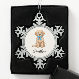 Custom Pi Day Dog With Pi Symbol Happy Pi Day Snowflake Pewter Christmas Ornament