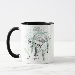 Custom Piano Illustration Art Drawing Music Lovers Mug
