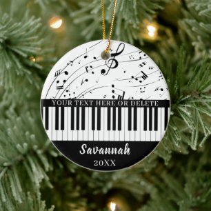 Custom Piano Keyboard Music Notes Personalised Ceramic Tree Decoration