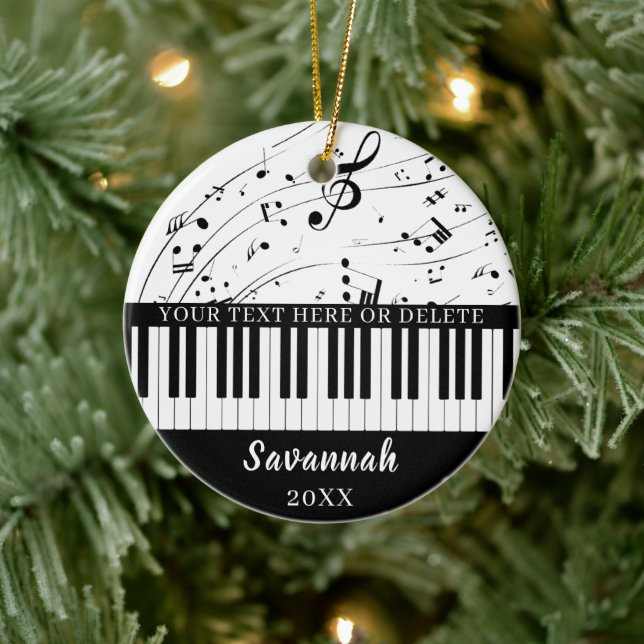 Custom Piano Keyboard Music Notes Personalised Ceramic Tree Decoration (Tree)