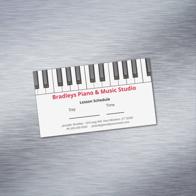 Custom Piano Lesson Reminder Magnetic Business Card (In Situ)