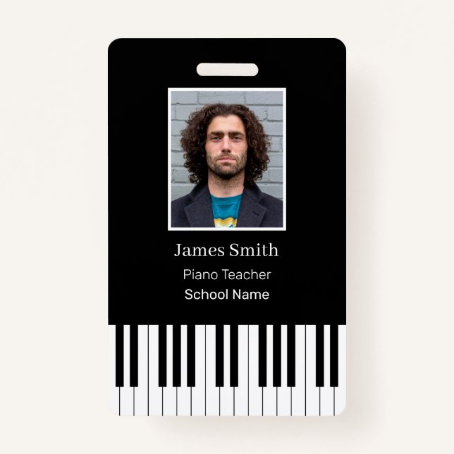 Custom Piano Teacher Name ID Badge (Front)