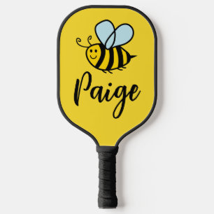 Custom pickleball paddle with cute honey bee logo
