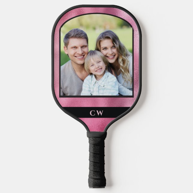 Custom Pickleball Pink Player Photo Monogrammed  Paddle (Front)