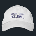 Custom Pickleball Sports Your City, Team Club Name Embroidered Hat<br><div class="desc">The perfect baseball style cap for pickleball enthusiasts.  Add your city/town location or team/club name to create a one of a kind pickleball cap.  Perfect for team gear or tournament events.</div>