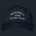 Custom Pickleball Team Club, Player Name Your Text Embroidered Hat<br><div class="desc">The perfect hat for pickleball enthusiasts.  Add your club,  team name,  city/town location or date,  tournament name,  etc. to create a one of a kind pickleball cap.  Great for matching team gear or tournament events - or even a pickleball trip. Easily change the text and hat colour.</div>