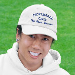 Custom Pickleball Team Club, Player Name Your Text Embroidered Hat<br><div class="desc">The perfect hat for pickleball enthusiasts.  Add your club,  team name,  city/town location or date,  tournament name,  etc. to create a one of a kind pickleball cap.  Great for matching team gear or tournament events - or even a pickleball trip.</div>