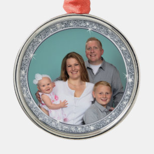 Custom Picture Christmas Ornaments, Silver Photo Metal Tree Decoration