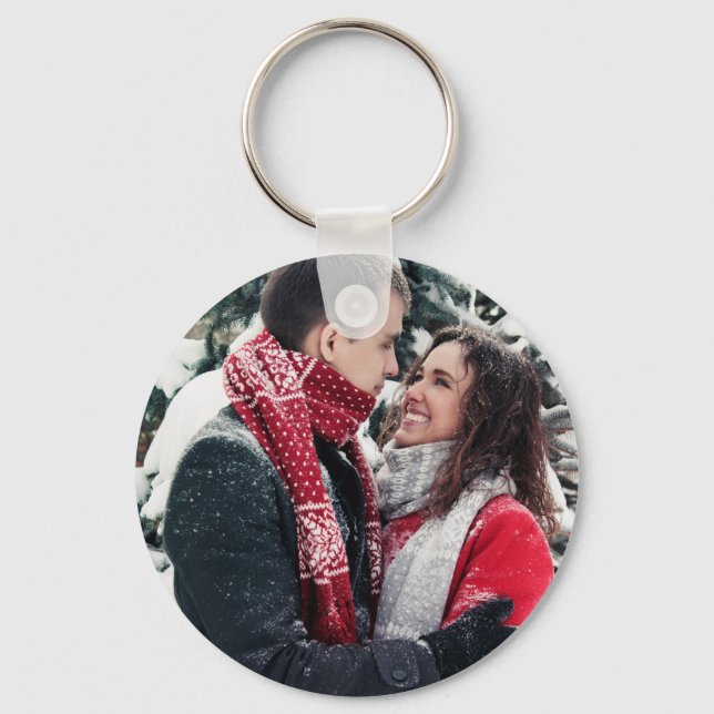 Custom Picture Keychain, Personalized Text Key Ring (Front)