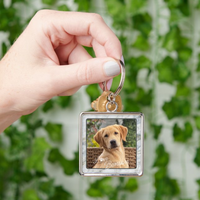 Custom Picture Love Paw Heart Quote Text Key Ring (Hand)