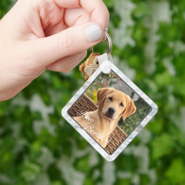 Custom Picture Love Paw Heart Quote Text Key Ring (Hand)