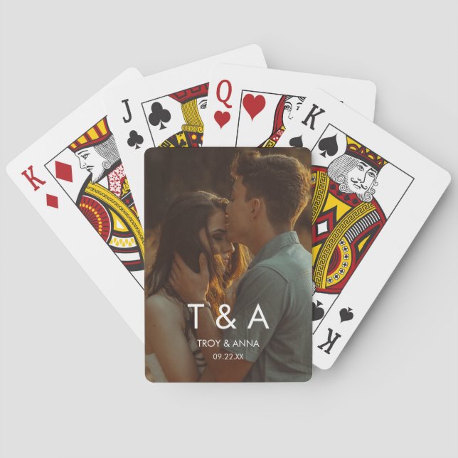 Custom Picture Photo Modern Wedding Playing Cards (Back)