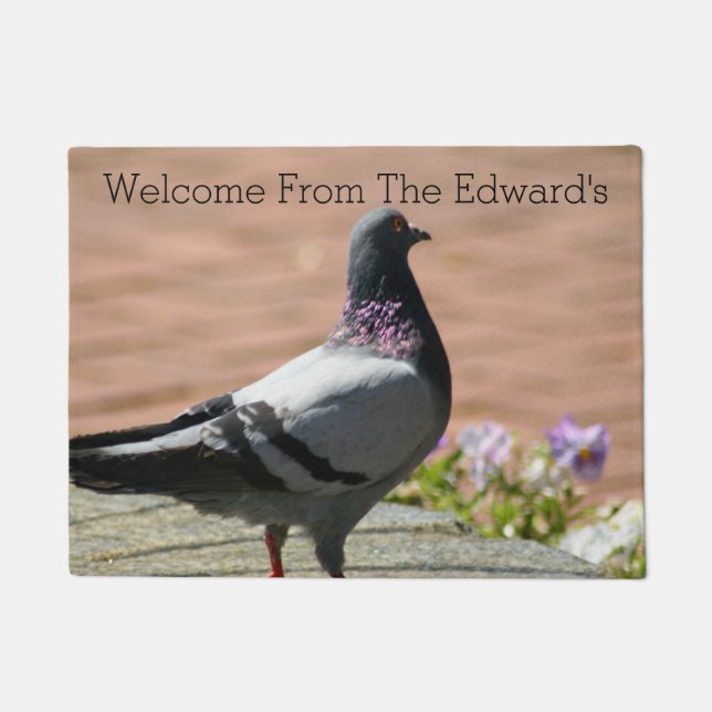 Custom Pigeon Welcome Mat (Front)