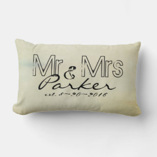 custom pillow Mr and Mrs personalised text