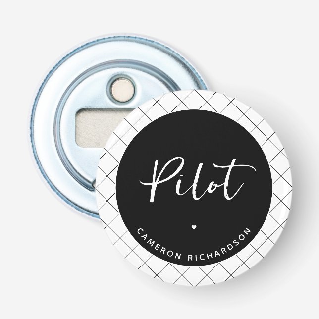 Custom Pilot Aviation School Graduation Elegant Bottle Opener (Front)