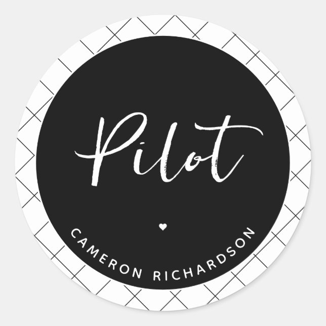 Custom Pilot Aviation School Graduation Elegant Classic Round Sticker (Front)