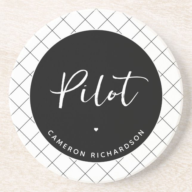 Custom Pilot Aviation School Graduation Elegant Coaster (Front)