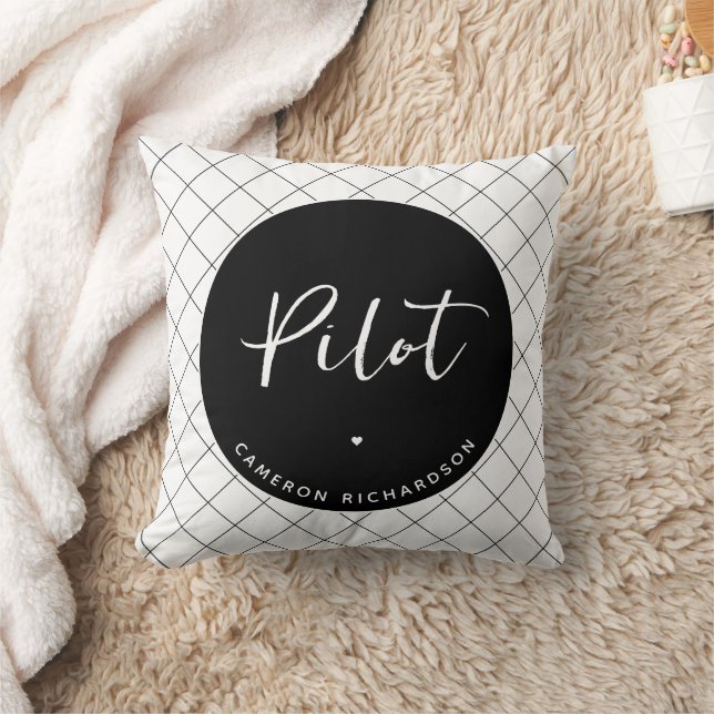 Custom Pilot Aviation School Graduation Elegant Cushion (Blanket)